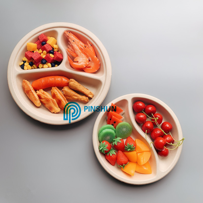 round eco disposable food plate bagasse material